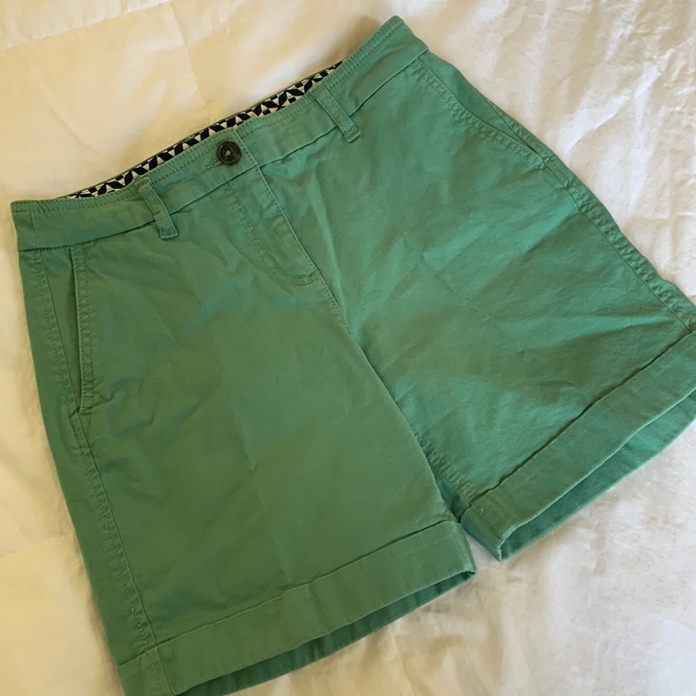 Boden green cuff shorts.